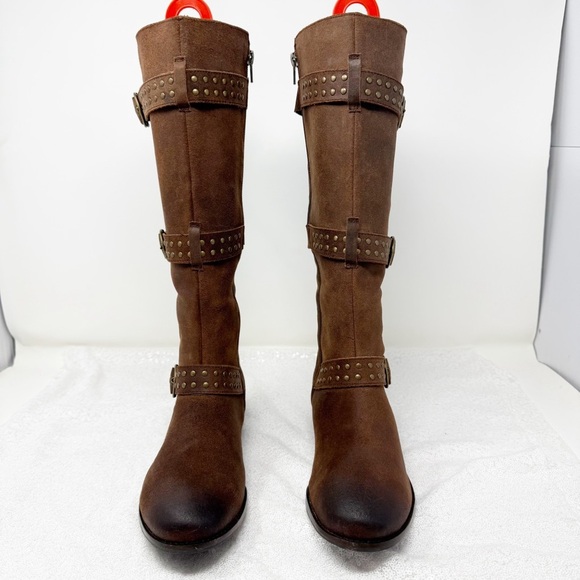 Reba Women’s Brown Studded Knee High Riding Boots Size 9 - Picture 3 of 16